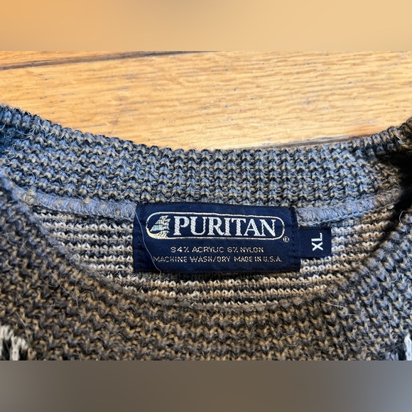 vintage puritan sweater Men’s Size X-Large Bill Cosby Geometric USA Made 80s - Picture 3 of 4